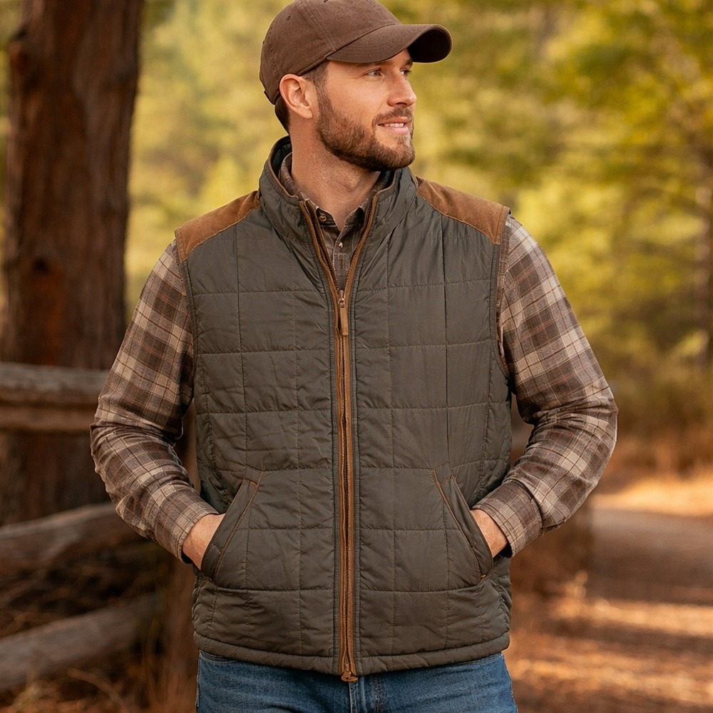 Madison Creek Outfitters Quilted Puffer Vest‎ Brown Men's Large Full Zip Outdoor